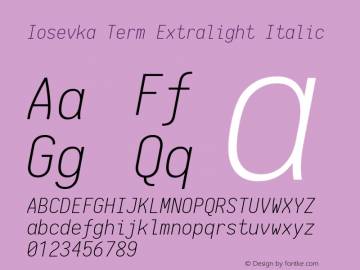 Iosevka Term Extralight Italic 1.13.1; ttfautohint (v1.6)图片样张