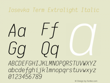 Iosevka Term Extralight Italic 1.13.1; ttfautohint (v1.6)图片样张