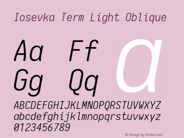 Iosevka Term Light Oblique 1.13.1; ttfautohint (v1.6)图片样张