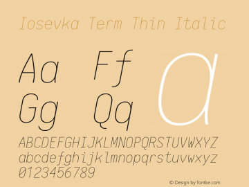 Iosevka Term Thin Italic 1.13.1; ttfautohint (v1.6)图片样张