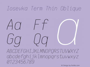 Iosevka Term Thin Oblique 1.13.1; ttfautohint (v1.6)图片样张