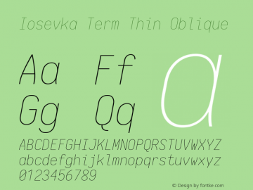 Iosevka Term Thin Oblique 1.13.1; ttfautohint (v1.6)图片样张