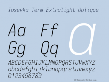 Iosevka Term Extralight Oblique 1.13.1; ttfautohint (v1.6)图片样张