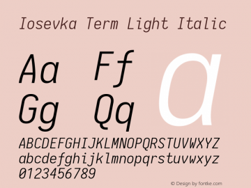 Iosevka Term Light Italic 1.13.1; ttfautohint (v1.6)图片样张