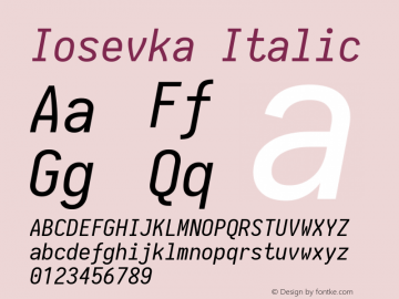 Iosevka Italic 1.13.1; ttfautohint (v1.6) Font Sample