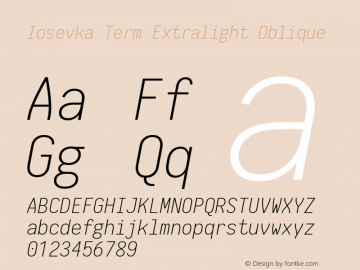 Iosevka Term Extralight Oblique 1.13.1; ttfautohint (v1.6)图片样张