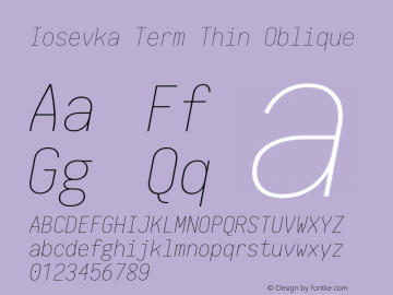 Iosevka Term Thin Oblique 1.13.1; ttfautohint (v1.6)图片样张