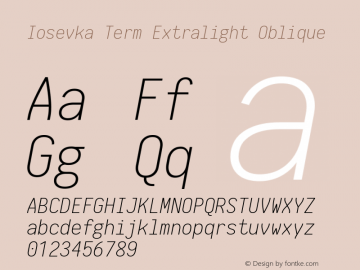 Iosevka Term Extralight Oblique 1.13.1; ttfautohint (v1.6)图片样张