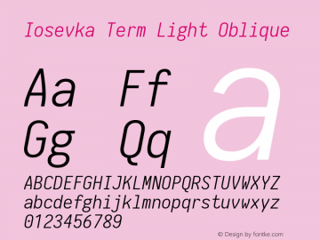 Iosevka Term Light Oblique 1.13.1; ttfautohint (v1.6)图片样张