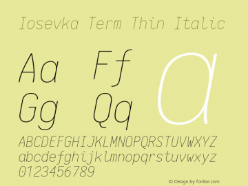 Iosevka Term Thin Italic 1.13.1; ttfautohint (v1.6)图片样张