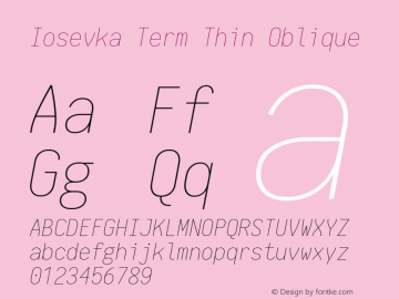 Iosevka Term Thin Oblique 1.13.1; ttfautohint (v1.6)图片样张