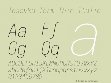 Iosevka Term Thin Italic 1.13.1; ttfautohint (v1.6)图片样张