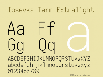 Iosevka Term Extralight 1.13.1; ttfautohint (v1.6)图片样张