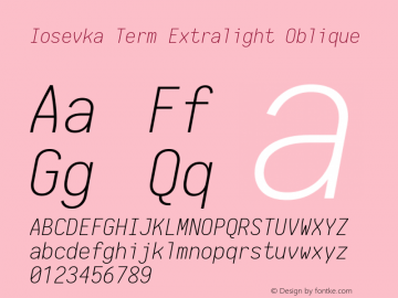 Iosevka Term Extralight Oblique 1.13.1; ttfautohint (v1.6)图片样张