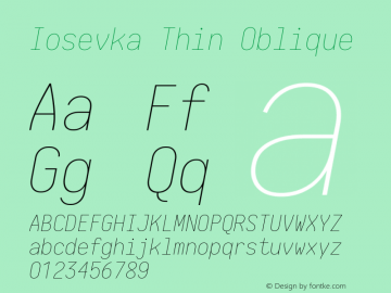 Iosevka Thin Oblique 1.13.1; ttfautohint (v1.6)图片样张