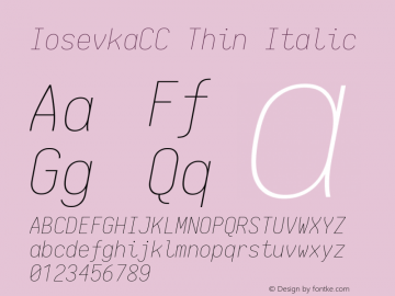 IosevkaCC Thin Italic 1.13.1; ttfautohint (v1.6) Font Sample