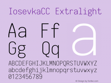IosevkaCC Extralight 1.13.1; ttfautohint (v1.6) Font Sample