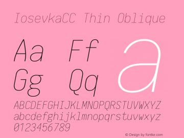 IosevkaCC Thin Oblique 1.13.1; ttfautohint (v1.6) Font Sample