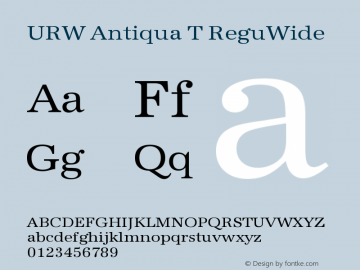 URW Antiqua T ReguWide Version 001.005 Font Sample