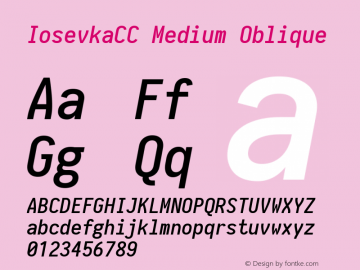 IosevkaCC Medium Oblique 1.13.1; ttfautohint (v1.6) Font Sample
