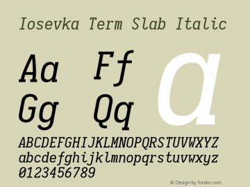 Iosevka Term Slab Italic 1.13.1; ttfautohint (v1.6)图片样张