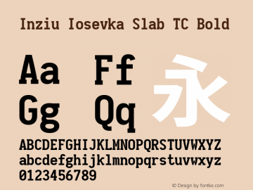 Inziu Iosevka Slab TC Bold Version 1.13.1 Font Sample