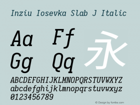 Inziu Iosevka Slab J Italic Version 1.13.1 Font Sample