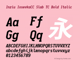 Inziu IosevkaCC Slab TC Bold Italic Version 1.13.1图片样张
