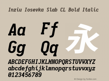 Inziu Iosevka Slab CL Bold Italic Version 1.13.1图片样张