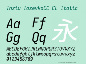 Inziu IosevkaCC CL Italic Version 1.13.1 Font Sample