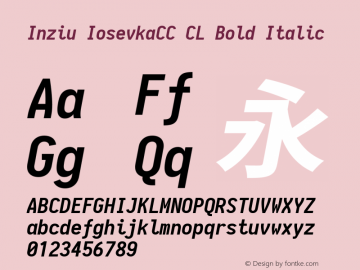 Inziu IosevkaCC CL Bold Italic Version 1.13.1 Font Sample