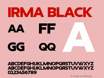 Irma-Black Version 1.0; 2009 Font Sample