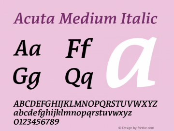 Acuta-MediumItalic Version 1.01 typekit图片样张