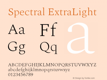 Spectral ExtraLight Version 1.002 Font Sample