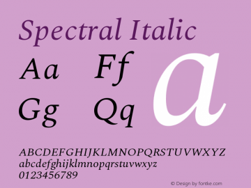 Spectral Italic Version 1.002 Font Sample