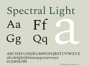 Spectral Light Version 1.002 Font Sample