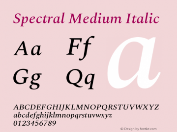 Spectral Medium Italic Version 1.002图片样张