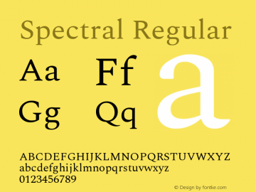 Spectral Version 1.002 Font Sample
