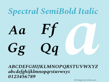 Spectral SemiBold Italic Version 1.002 Font Sample