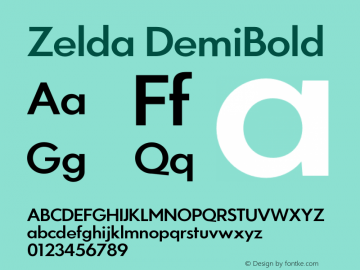 Zelda DemiBold Version 1.007;PS 001.007;hotconv 1.0.88;makeotf.lib2.5.64775 Font Sample