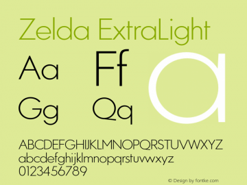 Zelda ExtraLight Version 1.007;PS 001.007;hotconv 1.0.88;makeotf.lib2.5.64775 Font Sample