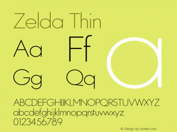 Zelda Thin Version 1.007;PS 001.007;hotconv 1.0.88;makeotf.lib2.5.64775 Font Sample