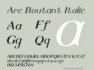 ArcBoutant-Italic Version 1.000 Font Sample