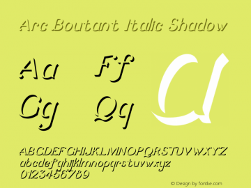 ArcBoutant-ItalicShadow Version 1.000 Font Sample