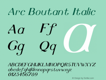 ArcBoutant-Italic Version 1.000 Font Sample
