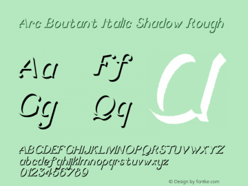 ArcBoutant-ItalicShadowRough Version 1.000 Font Sample