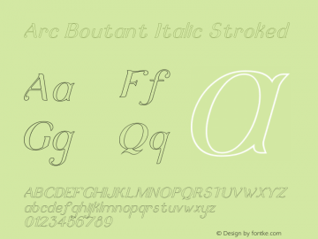 ArcBoutant-ItalicStroked Version 1.000 Font Sample