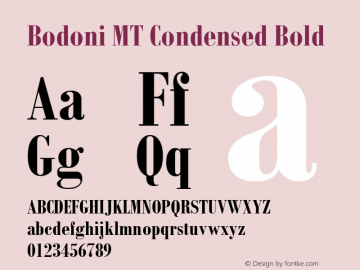 Bodoni MT Condensed Bold Version 2.10 Font Sample