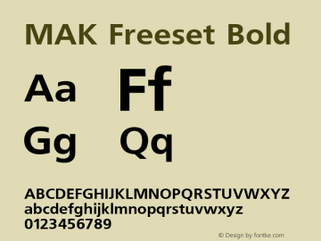 MAK Freeset Bold Version 1.000 2008 initial release Font Sample