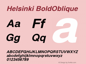 Helsinki BoldOblique Version 3.1 Font Sample